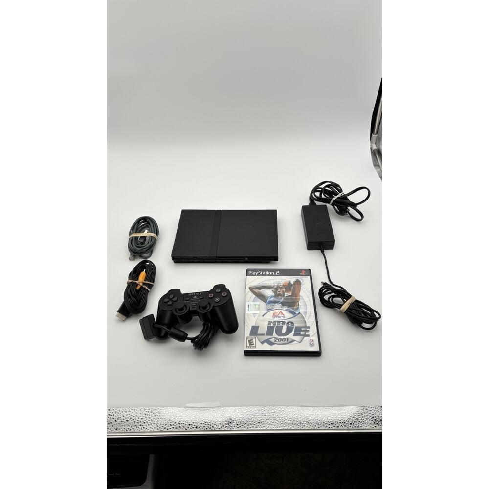 PlayStation 2 Slim (PS2) Black SCPH-75001 Console. Tested Works 1 Controller
